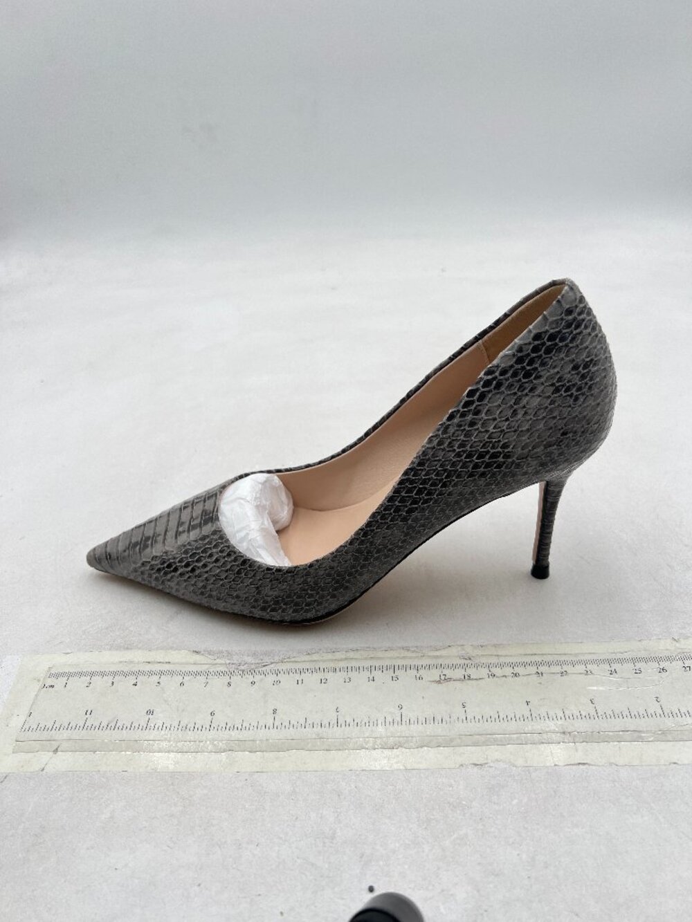 YDN Grey Chic Pointed Closed Toe Stiletto Heel Pumps Slip on Slide Dress Shoe